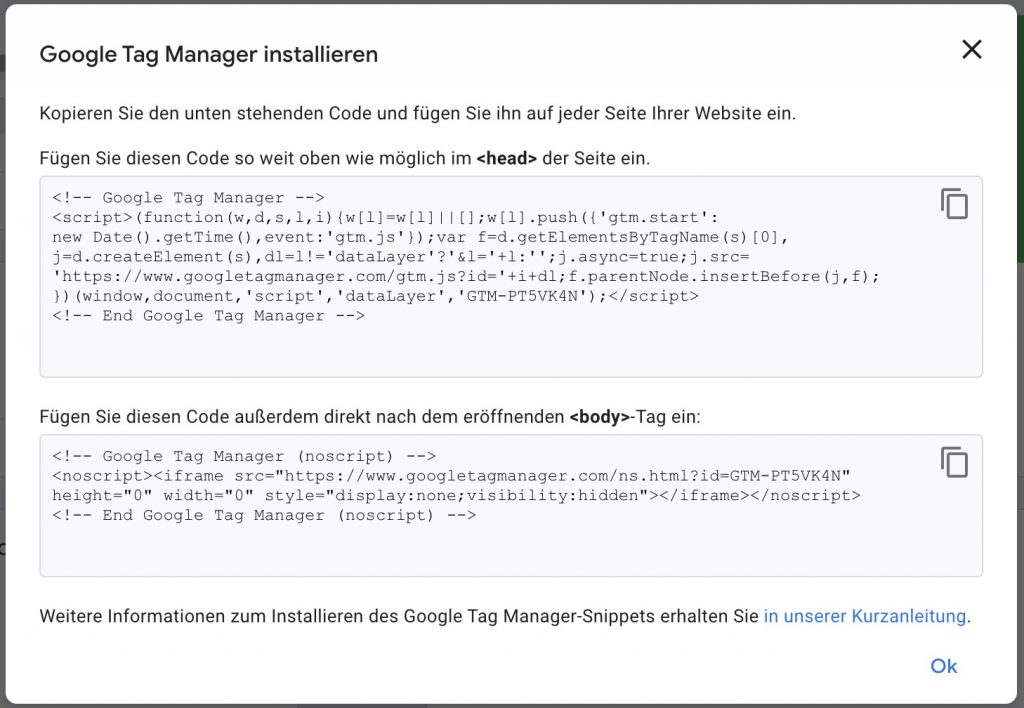 Google Tag Manager Anleitung zum Tracking-Code