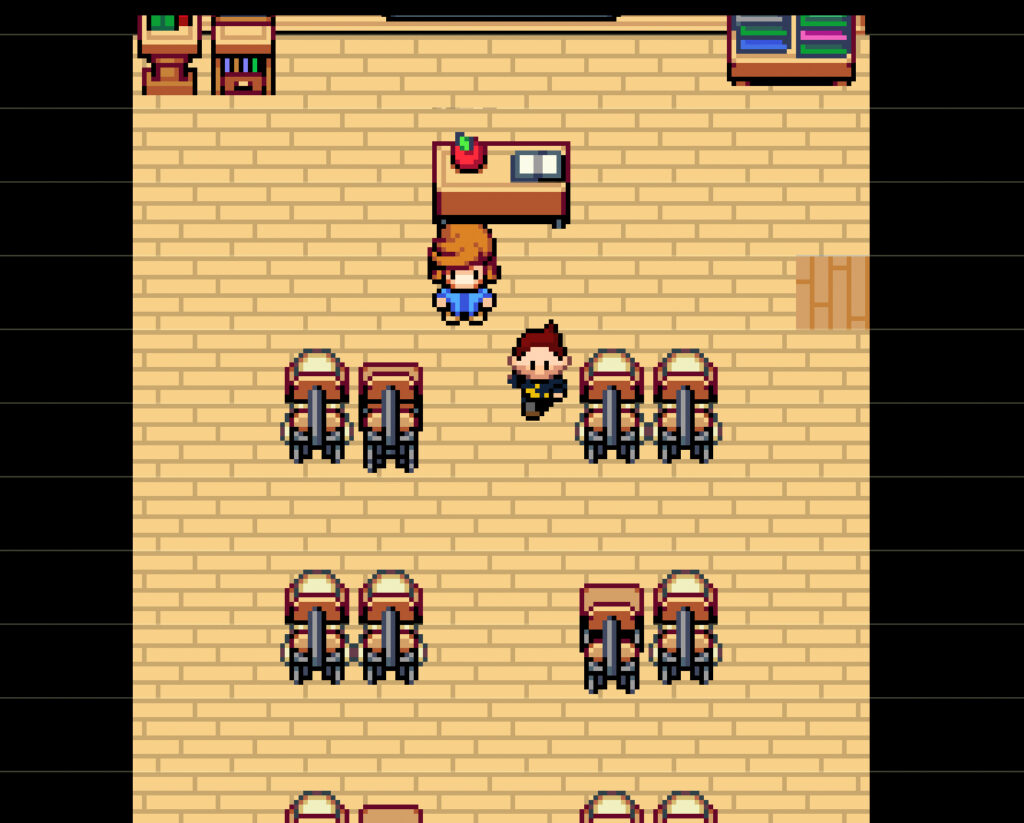 Screenshot von einem Adventure Spiel. An den Seiten, links und rechts, sieht man weiße Linien, die den Spielfluss stören.