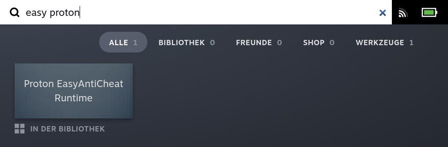 Screenshot von der Suche nach "easy proton" in Steam